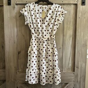 Monteau Ruffle Polka Dot Dress